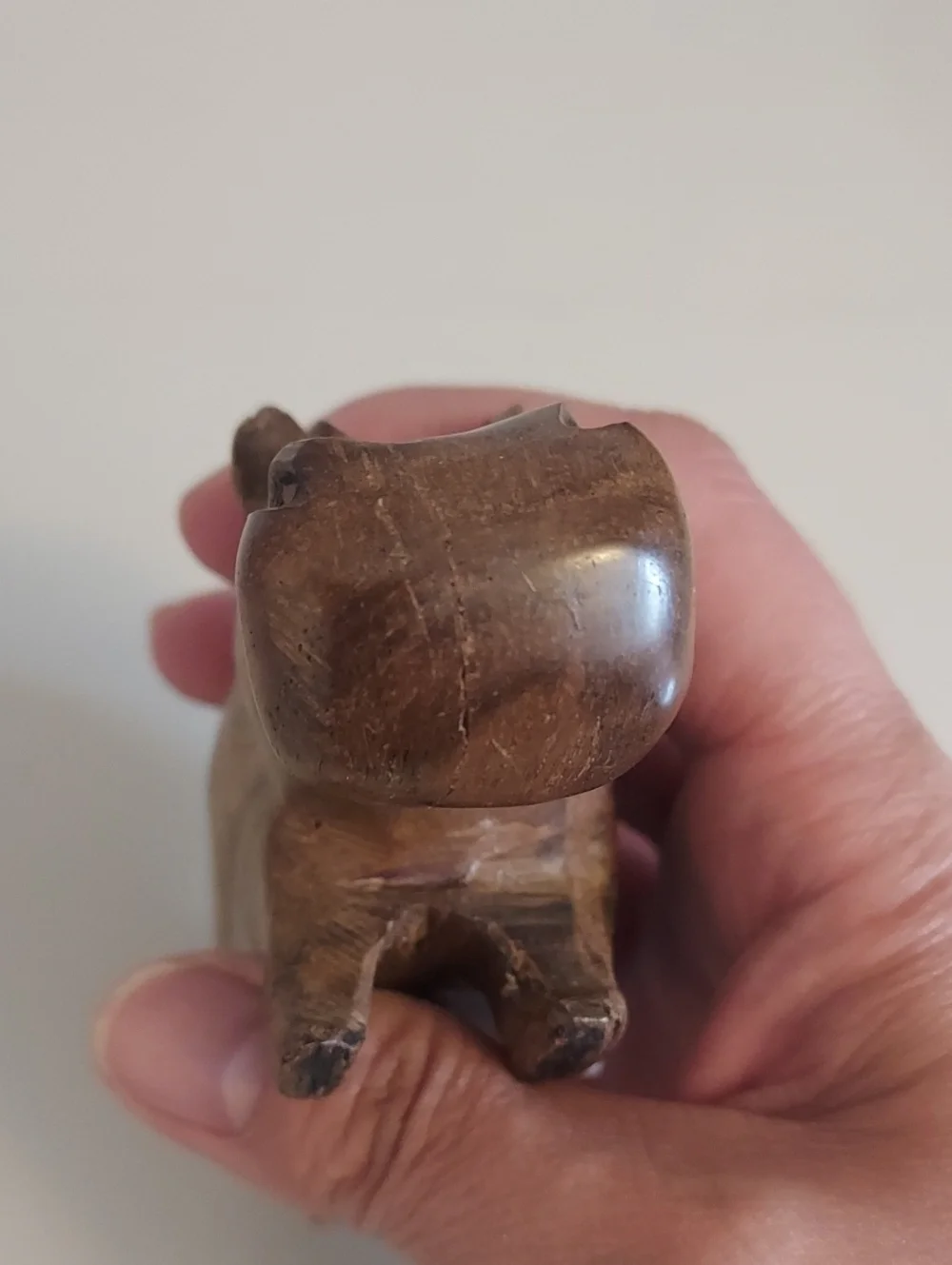 Hippo Figurine Carved Wood 5